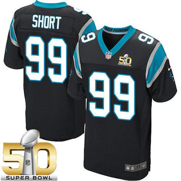 Nike Panthers #99 Kawann Short Black Team Color Super Bowl 50 Men's Stitched NFL Elite Jersey