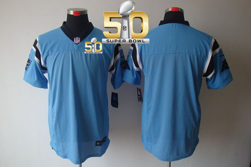 Nike Panthers Blank Blue Alternate Super Bowl 50 Men's Stitched NFL Elite Jersey