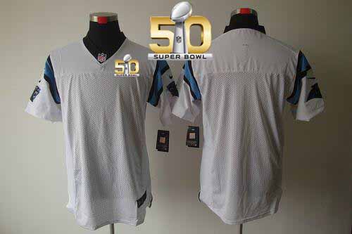 Nike Panthers Blank White Super Bowl 50 Men's Stitched NFL Elite Jersey