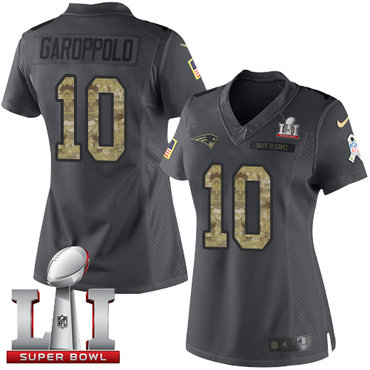 Nike Patriots #10 Jimmy Garoppolo Black Super Bowl LI 51 Women's Stitched NFL Limited 2016 Salute to Service Jersey