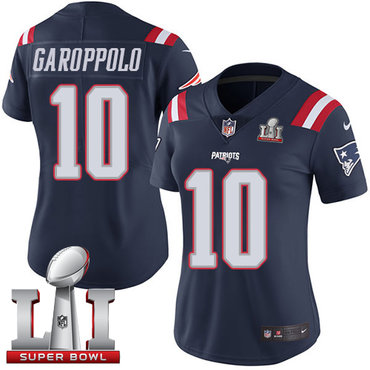 Nike Patriots #10 Jimmy Garoppolo Navy Blue Super Bowl LI 51 Women's Stitched NFL Limited Rush Jersey