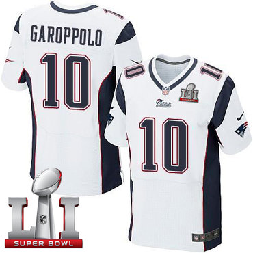 Nike Patriots #10 Jimmy Garoppolo White Super Bowl LI 51 Men's Stitched NFL Elite Jersey Nike Patriots #10 Jimmy Garoppolo White Super Bowl LI 51 Men's Stitched NFL Elite Jersey
