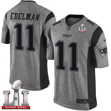Nike Patriots #11 Julian Edelman Gray Super Bowl LI 51 Men's Stitched NFL Limited Gridiron Gray Jersey Nike Patriots #11 Julian Edelman Gray Super Bowl LI 51 Men's Stitched NFL Limited Gridiron Gray Jersey