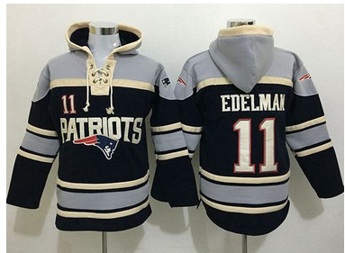 Nike Patriots #11 Julian Edelman Navy Blue Sawyer Hooded Sweatshirt NFL Hoodie