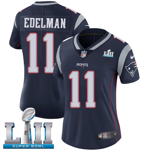 Nike Patriots #11 Julian Edelman Navy Blue Team Color Super Bowl LII Women's Stitched NFL Vapor Untouchable Limited Jersey Nike Patriots #11 Julian Edelman Navy Blue Team Color Super Bowl LII Women's Stitched NFL Vapor Untouchable Limited Jersey