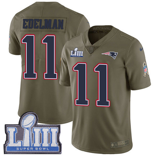 Nike Patriots #11 Julian Edelman Olive Super Bowl LIII Bound Youth Stitched NFL Limited 2017 Salute To Service Jersey Nike Patriots #11 Julian Edelman Olive Super Bowl LIII Bound Youth Stitched NFL Limited 2017 Salute To Service Jersey