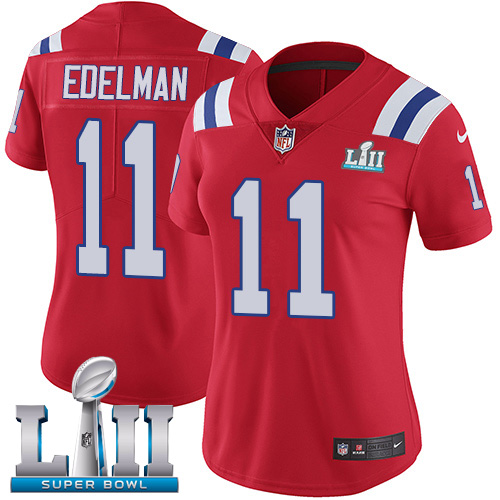 Nike Patriots #11 Julian Edelman Red Alternate Super Bowl LII Women's Stitched NFL Vapor Untouchable Limited Jersey Nike Patriots #11 Julian Edelman Red Alternate Super Bowl LII Women's Stitched NFL Vapor Untouchable Limited Jersey
