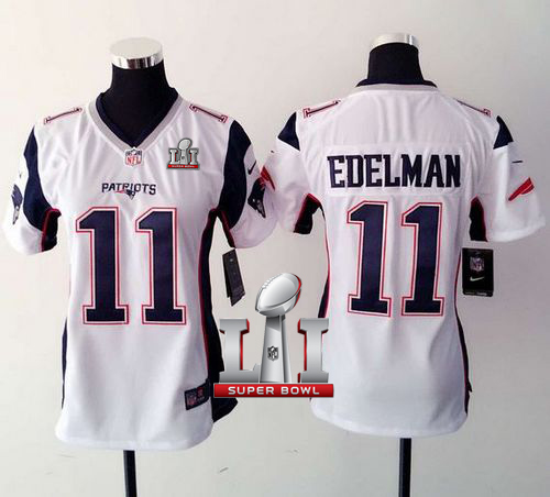 Nike Patriots #11 Julian Edelman White Super Bowl LI 51 Women's Stitched NFL New Elite Jersey