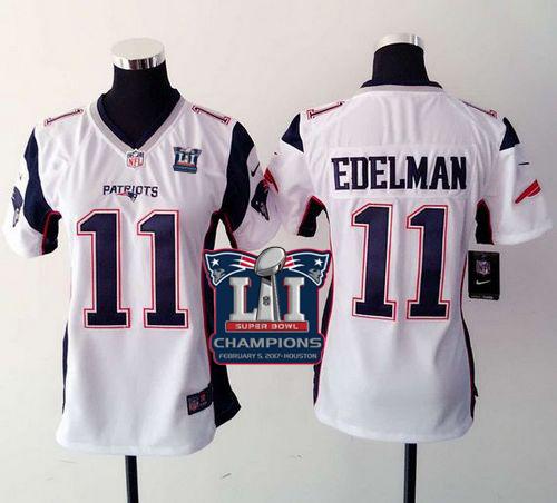 Nike Patriots #11 Julian Edelman White Super Bowl LI Champions Women's Stitched NFL New Elite Jersey