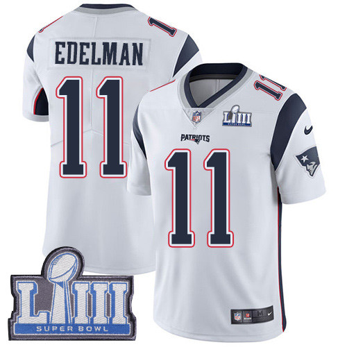 Nike Patriots #11 Julian Edelman White Super Bowl LIII Bound Men's Stitched NFL Vapor Untouchable Limited Jersey Nike Patriots #11 Julian Edelman White Super Bowl LIII Bound Men's Stitched NFL Vapor Untouchable Limited Jersey