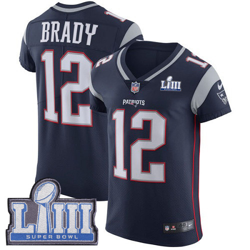 Nike Patriots #12 Tom Brady Navy Blue Team Color Super Bowl LIII Bound Men's Stitched NFL Vapor Untouchable Elite Jersey Nike Patriots #12 Tom Brady Navy Blue Team Color Super Bowl LIII Bound Men's Stitched NFL Vapor Untouchable Elite Jersey