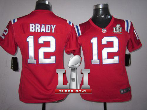 Nike Patriots #12 Tom Brady Red Alternate Super Bowl LI 51 Women's Stitched NFL Elite Jersey