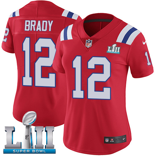 Nike Patriots #12 Tom Brady Red Alternate Super Bowl LII Women's Stitched NFL Vapor Untouchable Limited Jersey Nike Patriots #12 Tom Brady Red Alternate Super Bowl LII Women's Stitched NFL Vapor Untouchable Limited Jersey