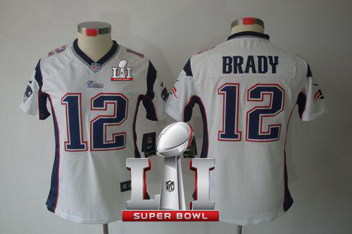 Nike Patriots #12 Tom Brady White Super Bowl LI 51 Women's Stitched NFL Limited Jersey