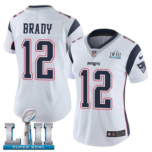 Nike Patriots #12 Tom Brady White Super Bowl LII Women's Stitched NFL Vapor Untouchable Limited Jersey Nike Patriots #12 Tom Brady White Super Bowl LII Women's Stitched NFL Vapor Untouchable Limited Jersey