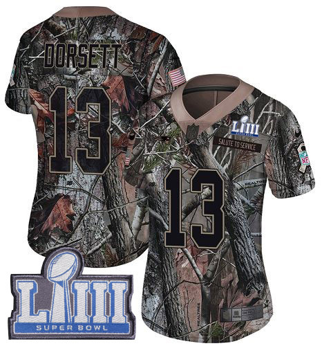 Nike Patriots #13 Phillip Dorsett Camo Super Bowl LIII Bound Women's Stitched NFL  Limited Rush Realtree Jersey