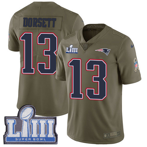 Nike Patriots #13 Phillip Dorsett Olive Super Bowl LIII Bound Youth Stitched NFL Limited 2017 Salute To Service Jersey Nike Patriots #13 Phillip Dorsett Olive Super Bowl LIII Bound Youth Stitched NFL Limited 2017 Salute To Service Jersey