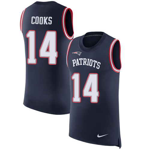 Nike Patriots #14 Brandin Cooks Navy Blue Team Color Men's Stitched NFL Limited Rush Tank Top Jersey Nike Patriots #14 Brandin Cooks Navy Blue Team Color Men's Stitched NFL Limited Rush Tank Top Jersey