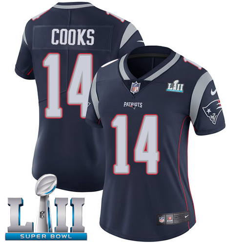 Nike Patriots #14 Brandin Cooks Navy Blue Team Color Super Bowl LII Women's Stitched NFL Vapor Untouchable Limited Jersey Nike Patriots #14 Brandin Cooks Navy Blue Team Color Super Bowl LII Women's Stitched NFL Vapor Untouchable Limited Jersey