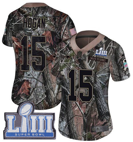 Nike Patriots #15 Chris Hogan Camo Super Bowl LIII Bound Women's Stitched NFL Limited Rush Realtree Jersey