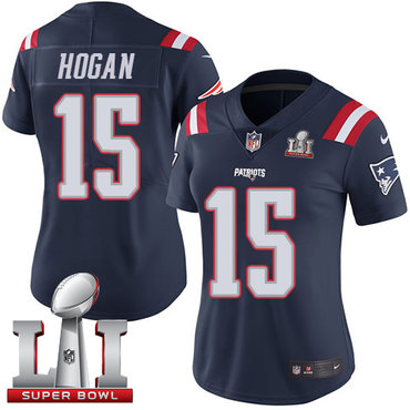 Nike Patriots #15 Chris Hogan Navy Blue Super Bowl LI 51 Women's Stitched NFL Limited Rush Jersey