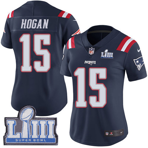 Nike Patriots #15 Chris Hogan Navy Blue Super Bowl LIII Bound Women's Stitched NFL Limited Rush Jersey Nike Patriots #15 Chris Hogan Navy Blue Super Bowl LIII Bound Women's Stitched NFL Limited Rush Jersey