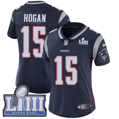 Nike Patriots #15 Chris Hogan Navy Blue Team Color Super Bowl LIII Bound Women's Stitched NFL Vapor Untouchable Limited Jersey