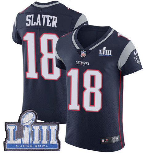 Nike Patriots #18 Matt Slater Navy Blue Team Color Super Bowl LIII Bound Men's Stitched NFL Vapor Untouchable Elite Jersey Nike Patriots #18 Matt Slater Navy Blue Team Color Super Bowl LIII Bound Men's Stitched NFL Vapor Untouchable Elite Jersey