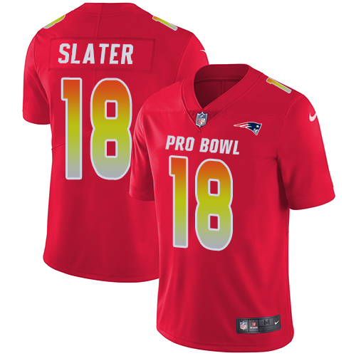 Nike Patriots #18 Matt Slater Red Women's Stitched NFL Limited AFC 2018 Pro Bowl Jersey