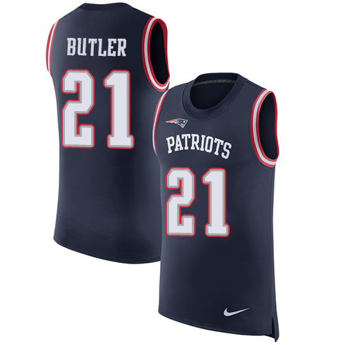 Nike Patriots #21 Malcolm Butler Navy Blue Team Color Men's Stitched NFL Limited Rush Tank Top Jersey