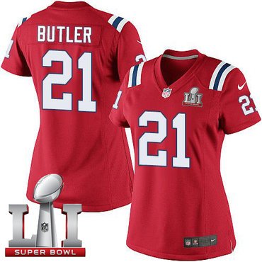 Nike Patriots #21 Malcolm Butler Red Alternate Super Bowl LI 51 Women's Stitched NFL Elite Jersey