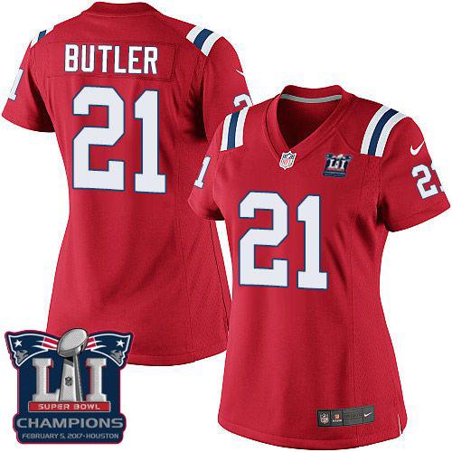Nike Patriots #21 Malcolm Butler Red Alternate Super Bowl LI Champions Women's Stitched NFL Elite Jersey