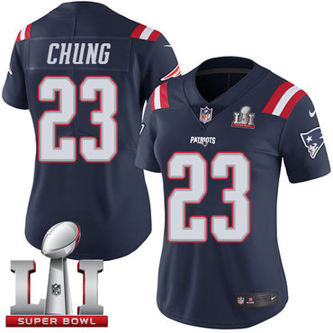 Nike Patriots #23 Patrick Chung Navy Blue Super Bowl LI 51 Women's Stitched NFL Limited Rush Jersey