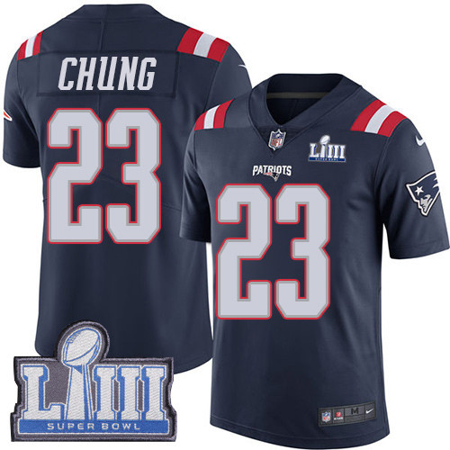 Nike Patriots #23 Patrick Chung Navy Blue Super Bowl LIII Bound Youth Stitched NFL Limited Rush Jersey Nike Patriots #23 Patrick Chung Navy Blue Super Bowl LIII Bound Youth Stitched NFL Limited Rush Jersey