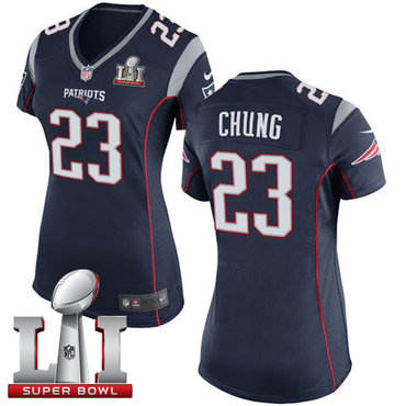 Nike Patriots #23 Patrick Chung Navy Blue Team Color Super Bowl LI 51 Women's Stitched NFL New Elite Jersey