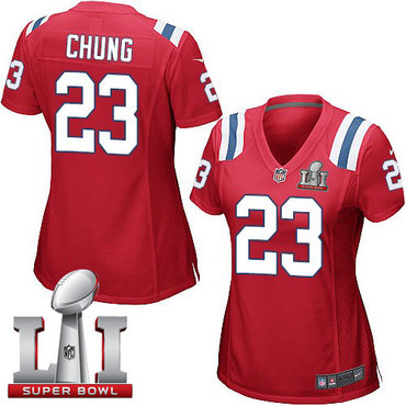 Nike Patriots #23 Patrick Chung Red Alternate Super Bowl LI 51 Women's Stitched NFL Elite Jersey