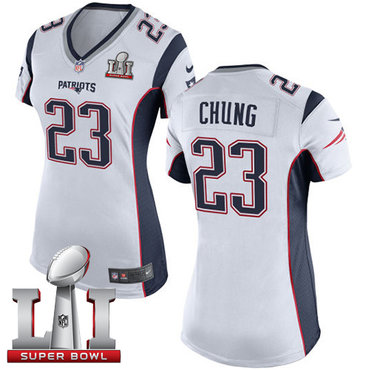 Nike Patriots #23 Patrick Chung White Super Bowl LI 51 Women's Stitched NFL New Elite Jersey