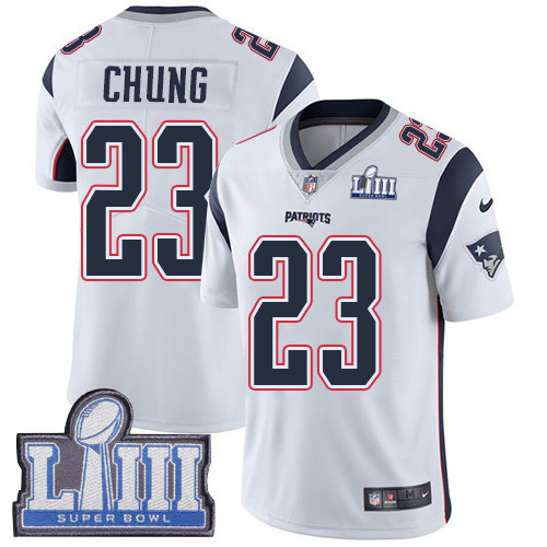 Nike Patriots #23 Patrick Chung White Super Bowl LIII Bound Men's Stitched NFL Vapor Untouchable Limited Jersey Nike Patriots #23 Patrick Chung White Super Bowl LIII Bound Men's Stitched NFL Vapor Untouchable Limited Jersey