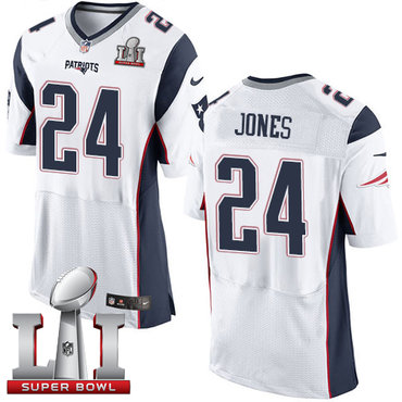 Nike Patriots #24 Cyrus Jones White Super Bowl LI 51 Men's Stitched NFL New Elite Jersey