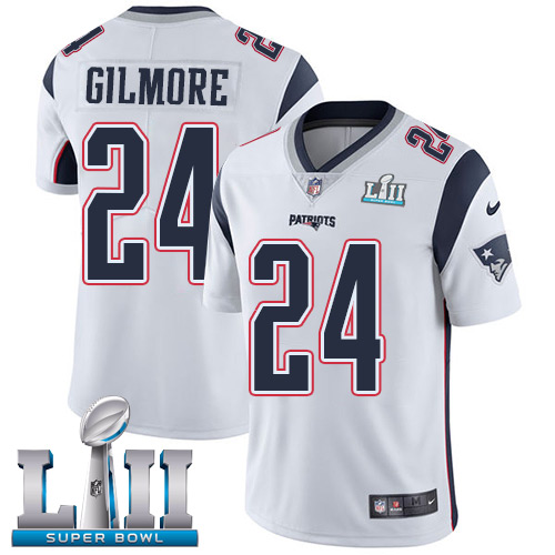 Nike Patriots #24 Stephon Gilmore White Super Bowl LII Youth Stitched NFL Vapor Untouchable Limited Jersey