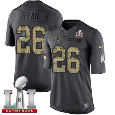 Nike Patriots #26 Logan Ryan Black Super Bowl LI 51 Men's Stitched NFL Limited 2016 Salute To Service Jersey