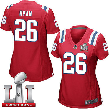 Nike Patriots #26 Logan Ryan Red Alternate Super Bowl LI 51 Women's Stitched NFL Elite Jersey