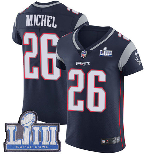 Nike Patriots #26 Sony Michel Navy Blue Team Color Super Bowl LIII Bound Men's Stitched NFL Vapor Untouchable Elite Jersey Nike Patriots #26 Sony Michel Navy Blue Team Color Super Bowl LIII Bound Men's Stitched NFL Vapor Untouchable Elite Jersey