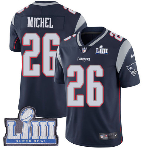 Nike Patriots #26 Sony Michel Navy Blue Team Color Super Bowl LIII Bound Youth Stitched NFL Vapor Untouchable Limited Jersey Nike Patriots #26 Sony Michel Navy Blue Team Color Super Bowl LIII Bound Youth Stitched NFL Vapor Untouchable Limited Jersey