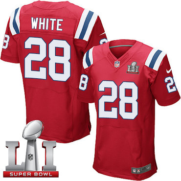 Nike Patriots #28 James White Red Alternate Super Bowl LI 51 Men's Stitched NFL Elite Jersey