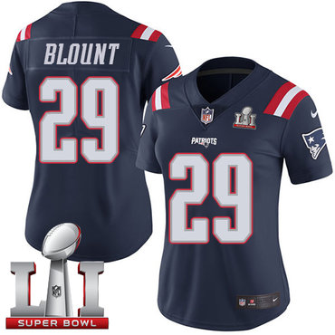 Nike Patriots #29 LeGarrette Blount Navy Blue Super Bowl LI 51 Women's Stitched NFL Limited Rush Jersey