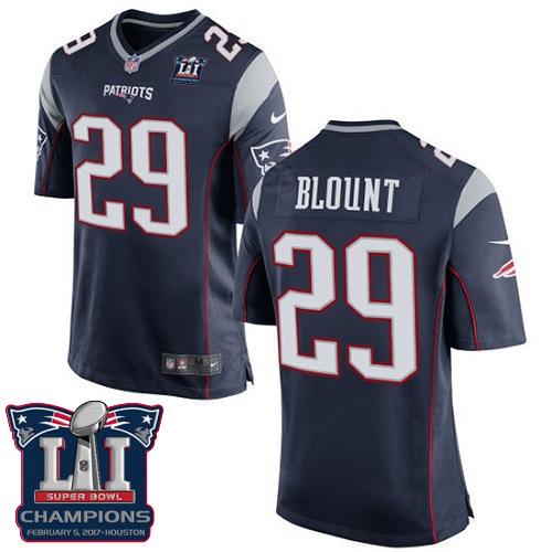 Nike Patriots #29 LeGarrette Blount Navy Blue Team Color Super Bowl LI Champions Youth Stitched NFL New Elite Jersey
