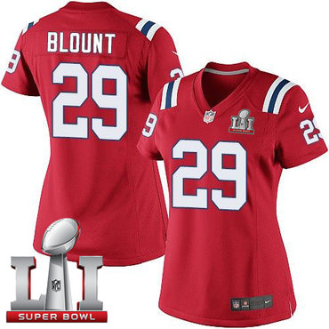 Nike Patriots #29 LeGarrette Blount Red Alternate Super Bowl LI 51 Women's Stitched NFL Elite Jersey