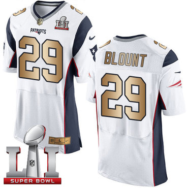 Nike Patriots #29 LeGarrette Blount White Super Bowl LI 51 Men's Stitched NFL New Elite Gold Jersey Nike Patriots #29 LeGarrette Blount White Super Bowl LI 51 Men's Stitched NFL New Elite Gold Jersey