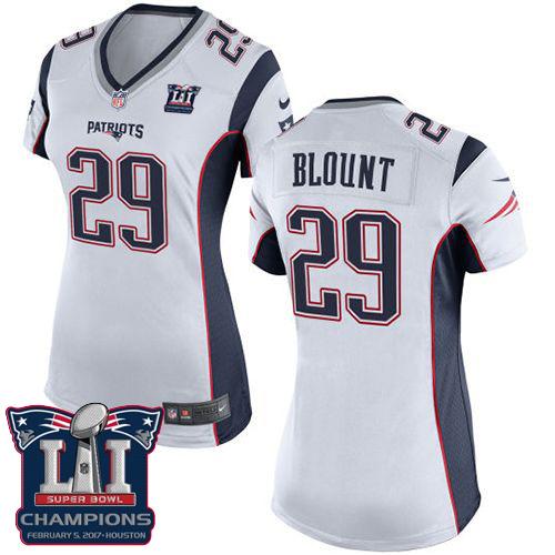 Nike Patriots #29 LeGarrette Blount White Super Bowl LI Champions Women's Stitched NFL New Elite Jersey